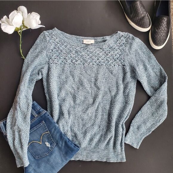 Loft Blue Knit Sweater - Picture 1 of 8